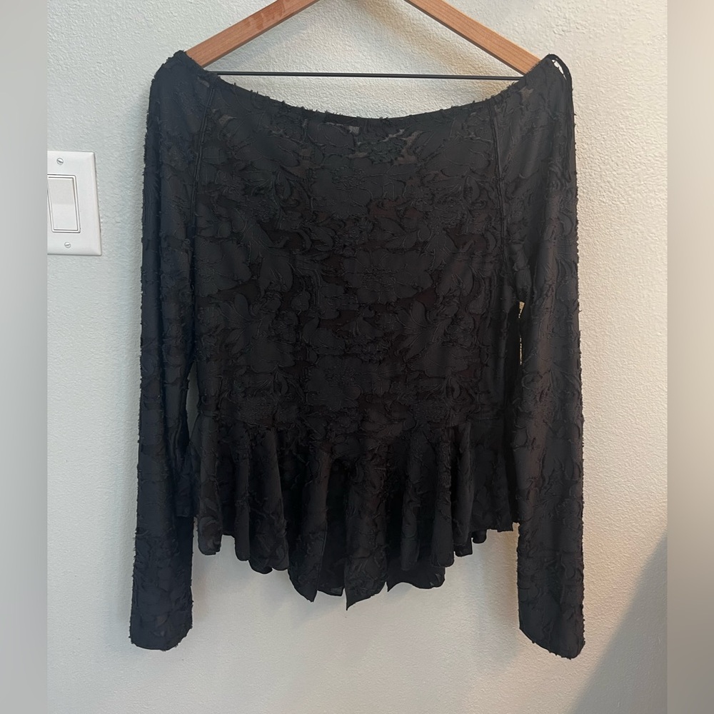 Free People Black Long Sleeve Blouse - Picture 6 of 7